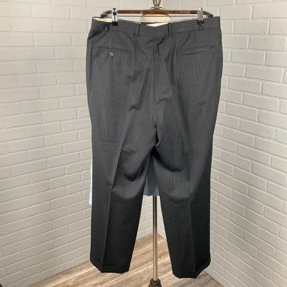 Ralph Lauren‎ Chaps Suit Men 42 34Wx28L Gray Blue Pinstripe Cashmere Wool Canada
